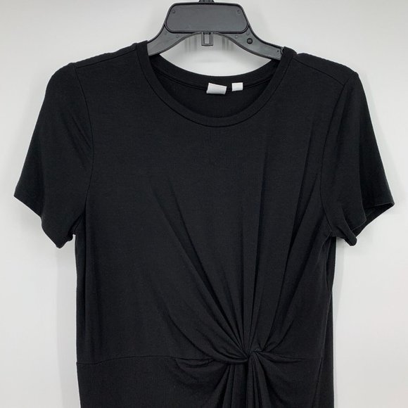 Gap Dress Black Twist Knotted Short Sleeve Lyocell - Picture 3 of 9